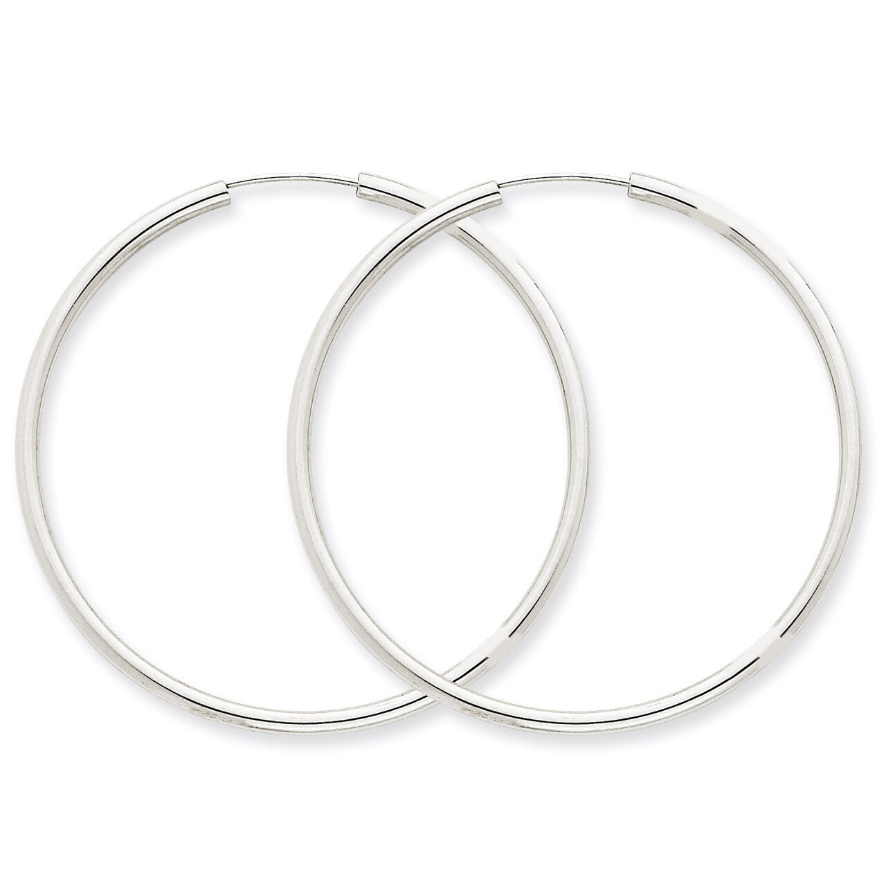 Polished Endless 2mm Hoop Earrings 14k White Gold H996, MPN: H996, 883957900902