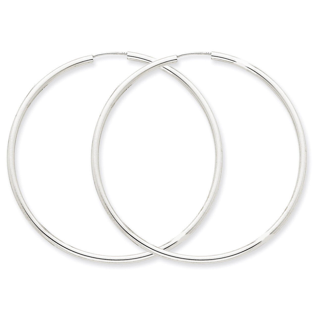 Polished Endless 2mm Hoop Earrings 14k White Gold H999, MPN: H999, 883957900933
