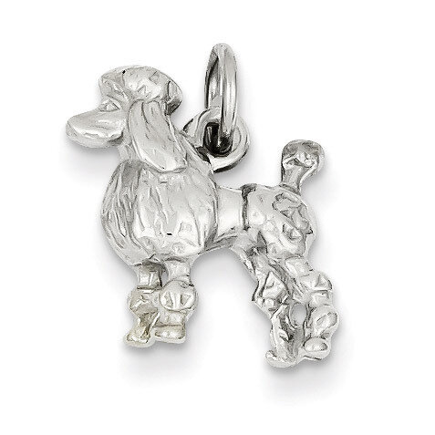 Solid 3-Dimensional Poodle Charm 14k White Gold K1004