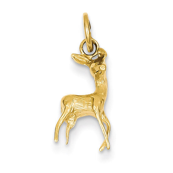 Open-Backed Deer Charm 14k Gold Polished K1019