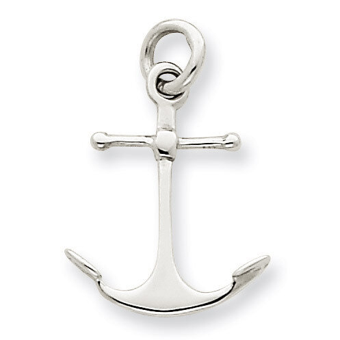 3-Dimensional Anchor Charm 14k White Gold Solid Polished K1058