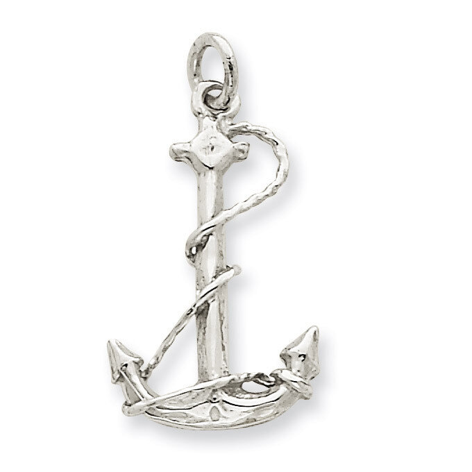 3-Dimensional Anchor Charm 14k White Gold Solid Polished K1059
