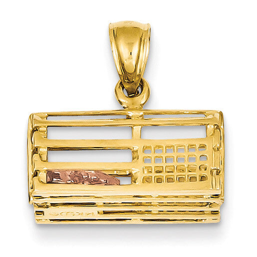 Polished 3-Dimensional Lobster Trap Pendant 14k Two-Tone Gold K1069