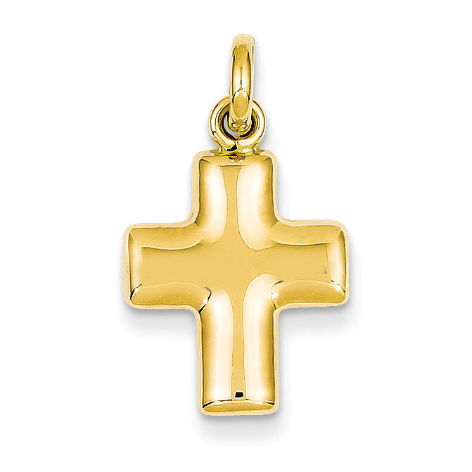 Puffed Cross Charm 14k Gold K1239, MPN: K1239, 658226127287