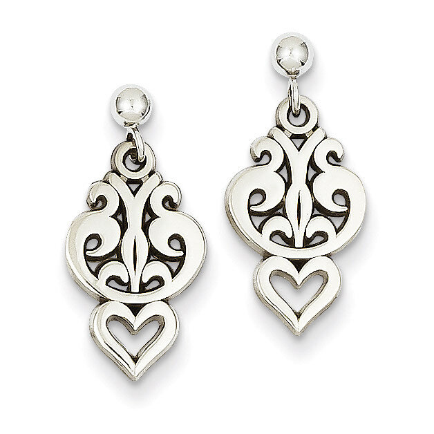 Filigree Heart Dangle Earrings 14k White Gold K1386, MPN: K1386, 883957010878