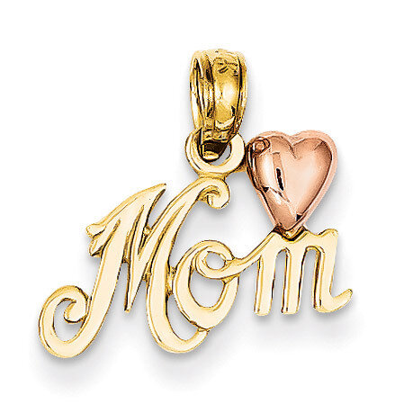 Polished Mom with Heart Pendant 14k Two-Tone Gold K1427