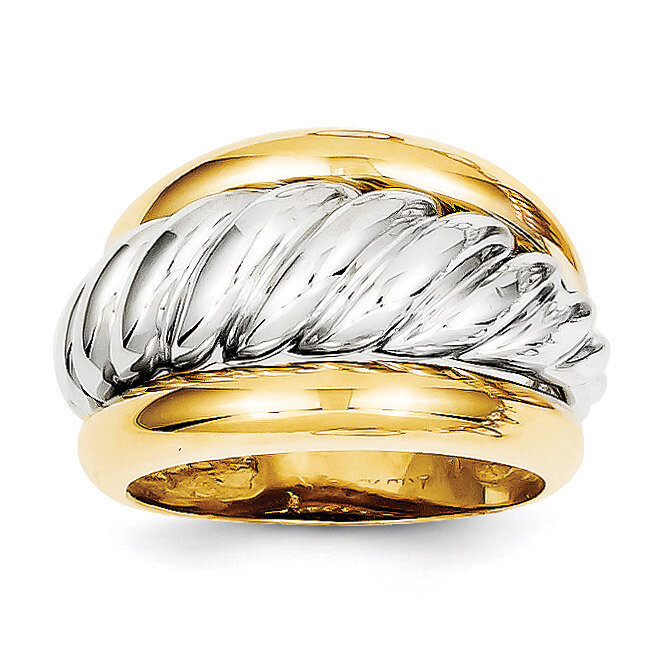 Polished Twisted Dome Ring 14k Two-Tone Gold K1462