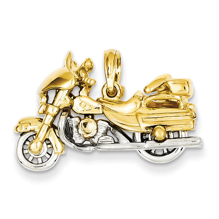 3-D Motorcycle Pendant 14k Two-Tone Gold K1781
