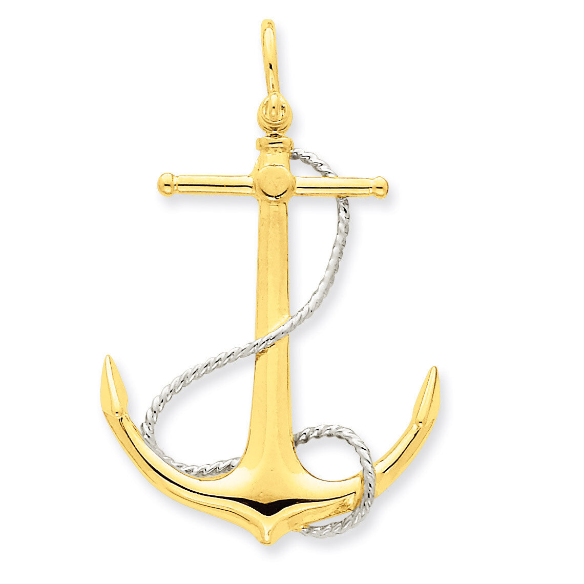 3-D Anchor with Entwined Rope Accent Pendant 14k Two-Tone Gold K1892