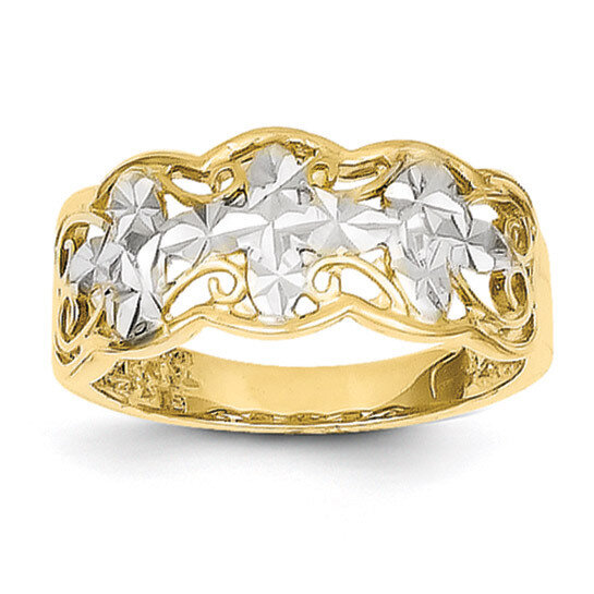 Diamond-cut Wave Ring 14k Gold Rhodium K2047, MPN: K2047, 191101626579