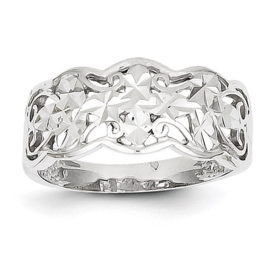 Diamond-cut Wave Ring 14k White Gold K2048