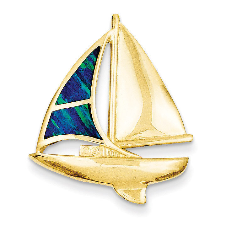 Imitation Opal Sailboat Slide 14k Gold K2491