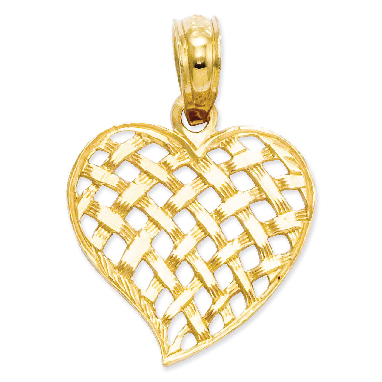 Basket Weave Heart Pendant 14k Gold K2521