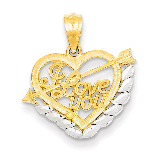 I Love You Heart Pendant 14k Gold K2577