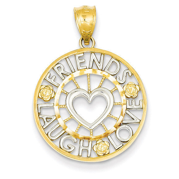 Friends, Laugh, Love Circle Pendant 14k Gold K2600