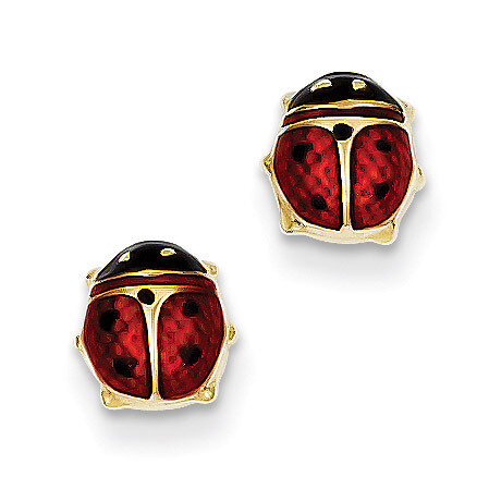 Enameled Ladybug Earrings 14k Gold K262