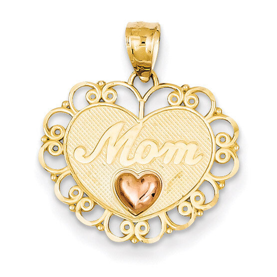 Mom Heart Pendant 14k Two-Tone Gold K2622
