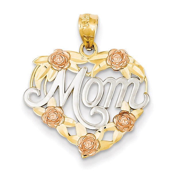 Mom Heart Pendant 14k Two-Tone Gold K2657