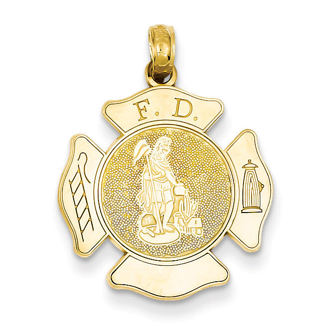 Large Fire Department Badge Pendant 14k Gold K2842