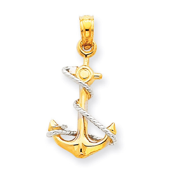 Anchor with Rope Pendant 14k Two-Tone Gold K3074