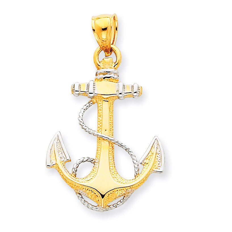 Anchor with Rope Pendant 14k Two-Tone Gold K3081