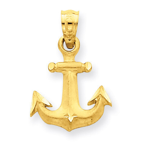 Anchor Pendant 14k Gold Diamond-cut K3089