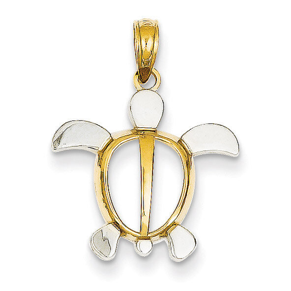 Sea Turtle Pendant 14K Gold &amp; Rhodium K3307, MPN: K3307, 637218132195