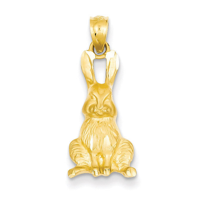 Rabbit Pendant 14k Gold Diamond-cut K3317