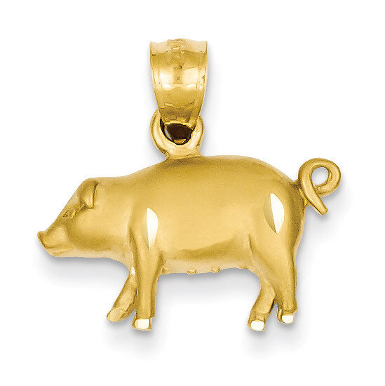 Pig Pendant 14k Gold Diamond-cut K3319