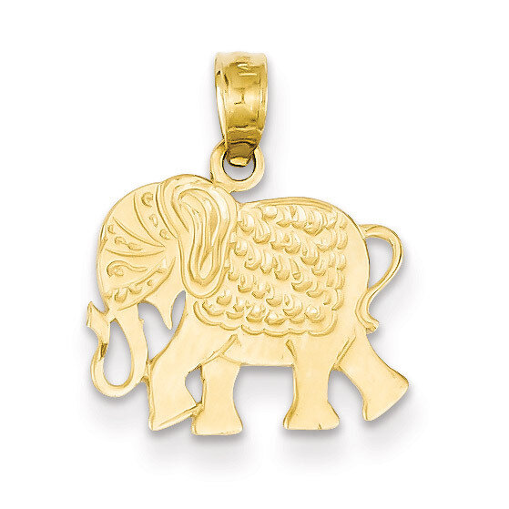 Textured Elephant Pendant 14k Gold K3332