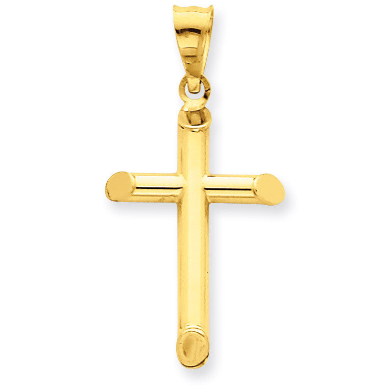 3-D Polished Hollow Cross Pendant 14k Gold K3607
