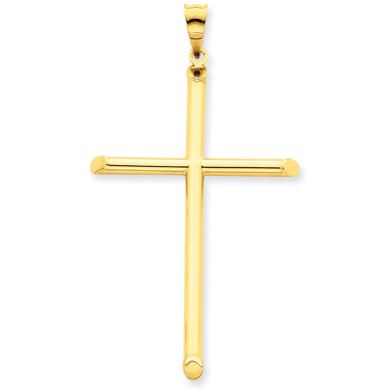3-D Polished Hollow Cross Pendant 14k Gold K3609