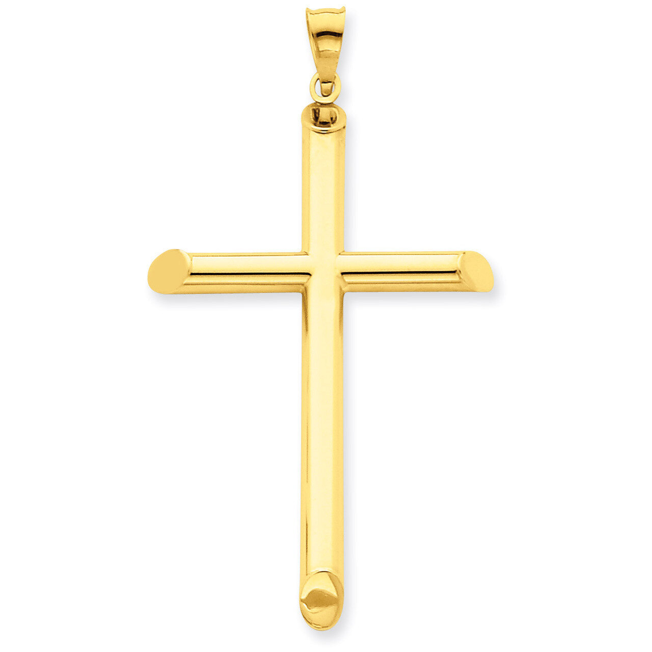3-D Polished Hollow Cross Pendant 14k Gold K3612