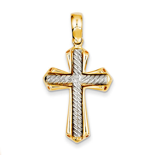 Solid Cross Pendant 14k Two-Tone Gold K3664