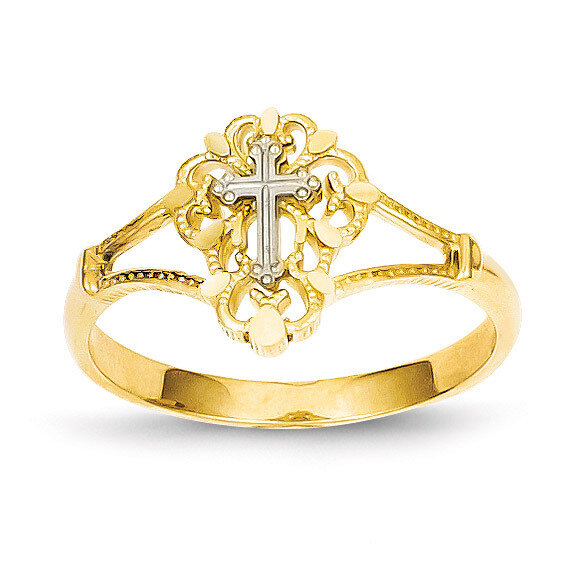 Diamond Cut Cross Ring 14k Two-Tone Gold K3939
