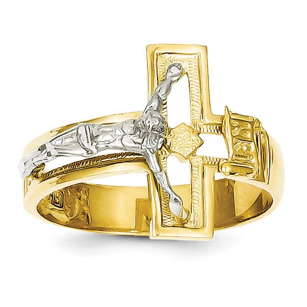 Crucifix Men's Ring 14k Two-Tone Gold K3971