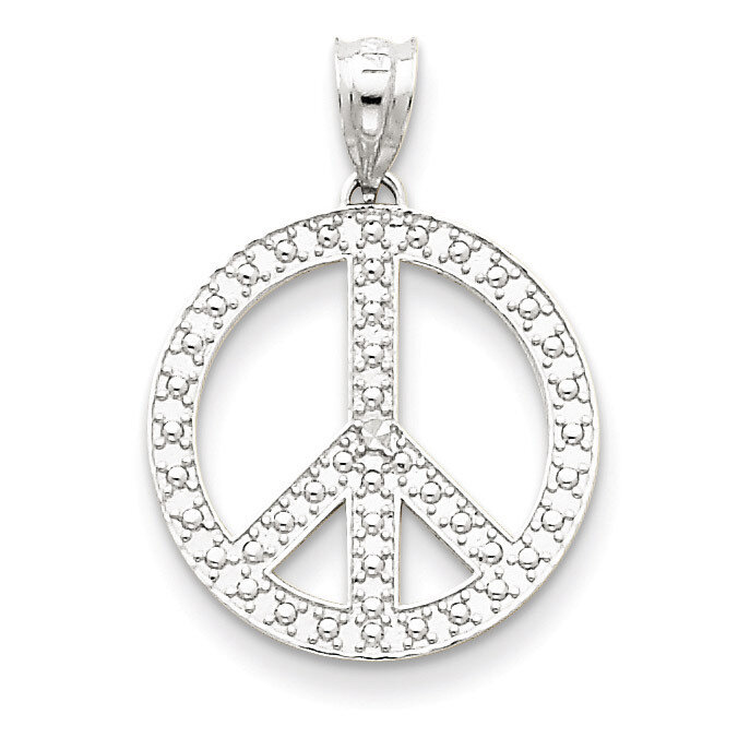 White Peace Symbol Pendant 14k Gold K4106