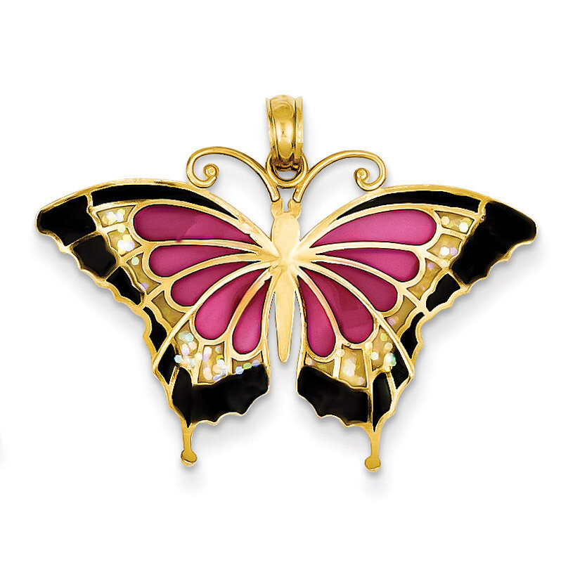 Translucent Acrylic Butterfly Pendant 14k Gold K4232