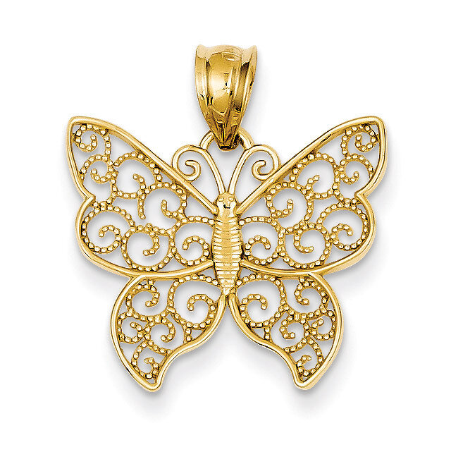 Filigree Butterfly Pendant 14k Gold K4240