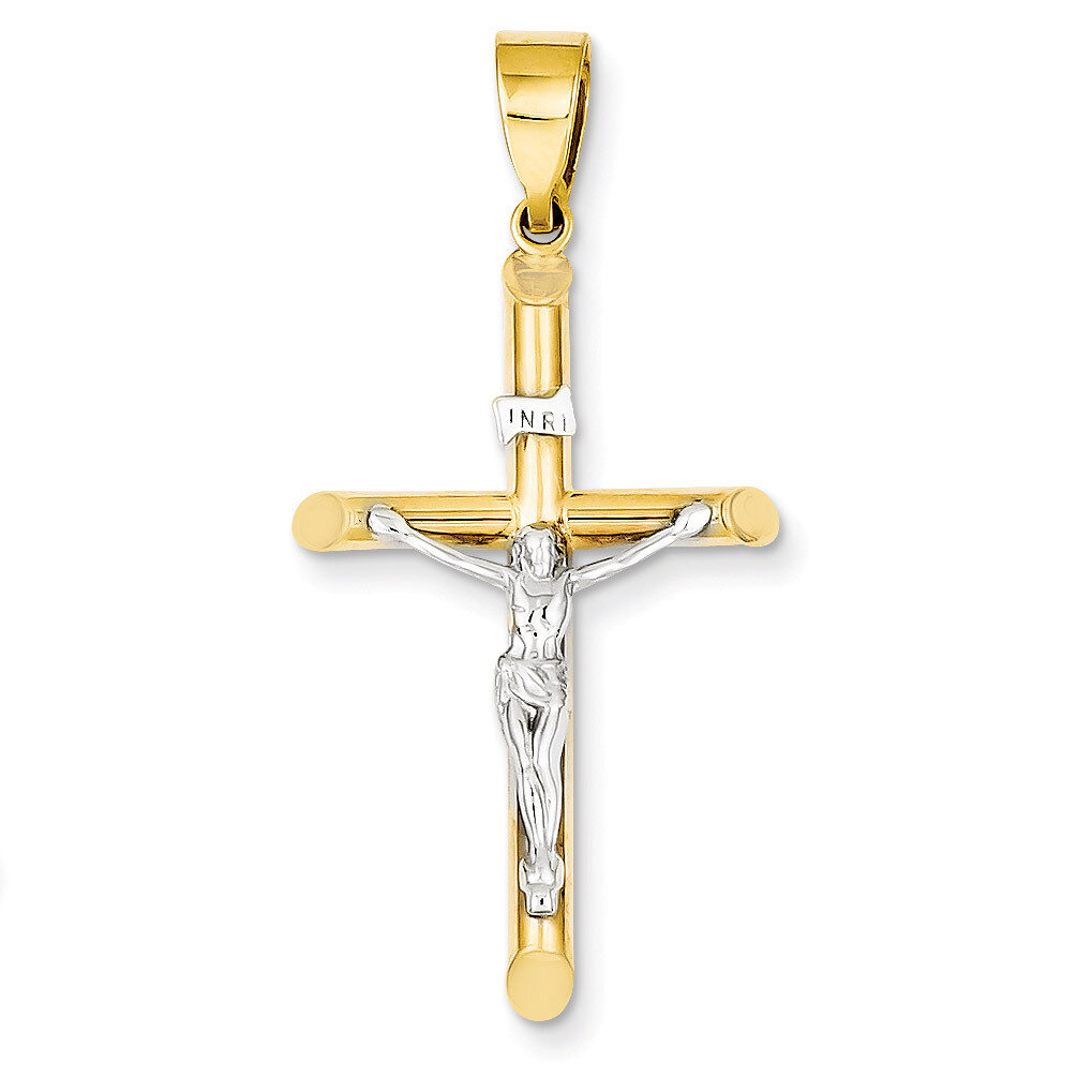 Hollow Crucifix Pendant 14k Two-Tone Gold K4324