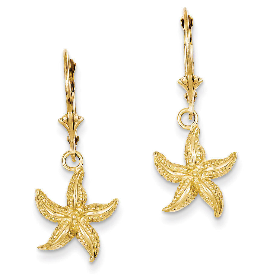 Starfish Leverback Earrings 14k Gold K4426