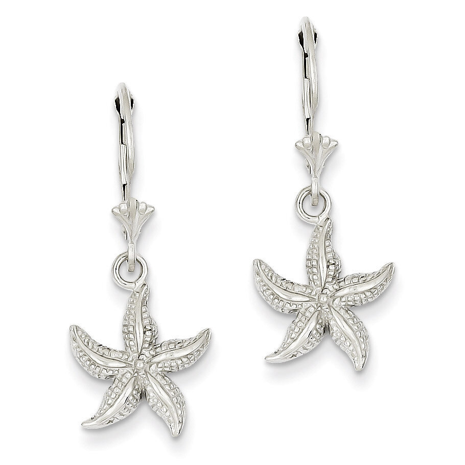Starfish Leverback Earrings 14k White Gold K4428