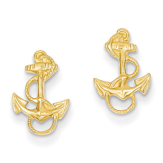 Anchor with Rope Trim Post Earrings 14k Gold K4504