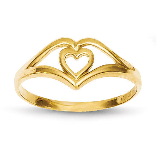 Double Heart Cut-Out Frame Ring 14k Gold K4577