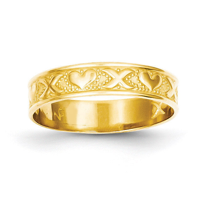 X and Heart Embossed Ring 14k Gold K4578