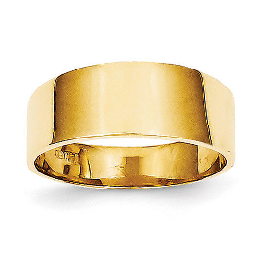 8mm Flat-top Tapered Cigar Band Ring 14k Gold K4629