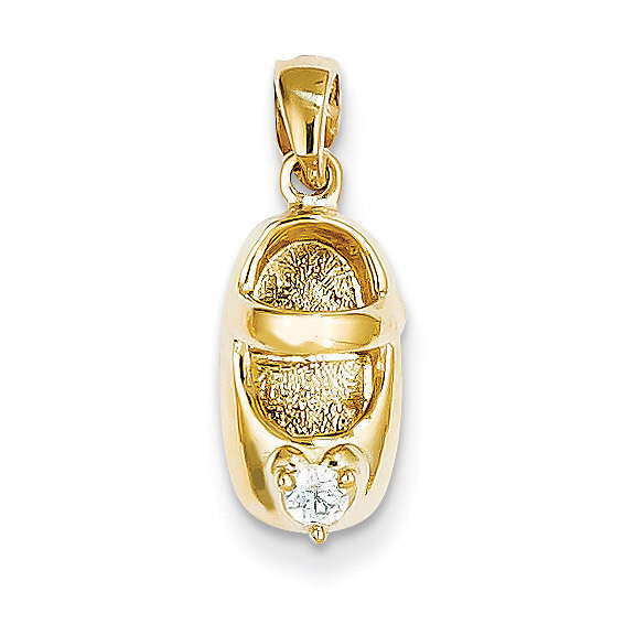 3-D April Synthetic Stone Engravable Baby Shoe Charm 14k Gold K4652APR, MPN: K4652APR, 637218167500