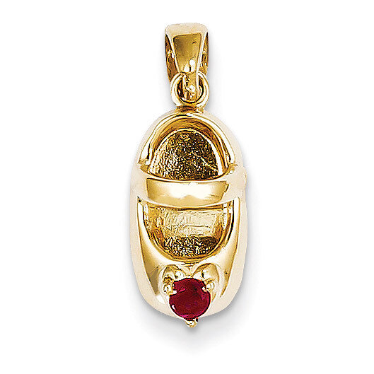 3-D January Engravable Red Synthetic Stone Baby Shoe Charm 14k Gold K4652JAN