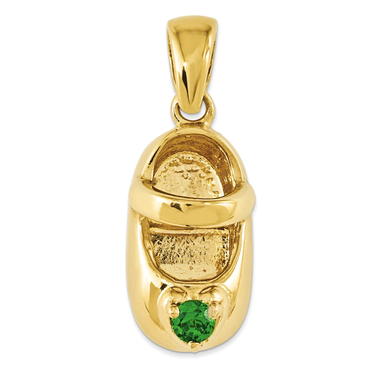 3-D May Synthetic Stone Engravable Baby Shoe Charm 14k Gold K4652MAY, MPN: K4652MAY, 637218167449