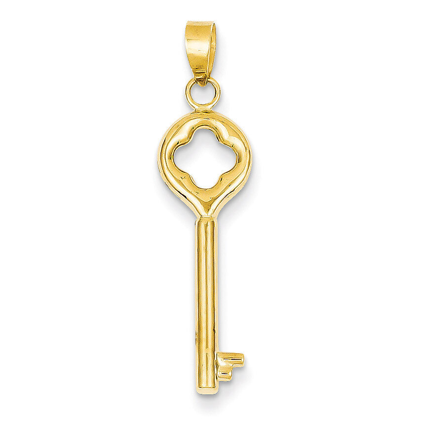 Clover Top Puff Round Key Pendant 14k Gold K4701, MPN: K4701, 886774256603